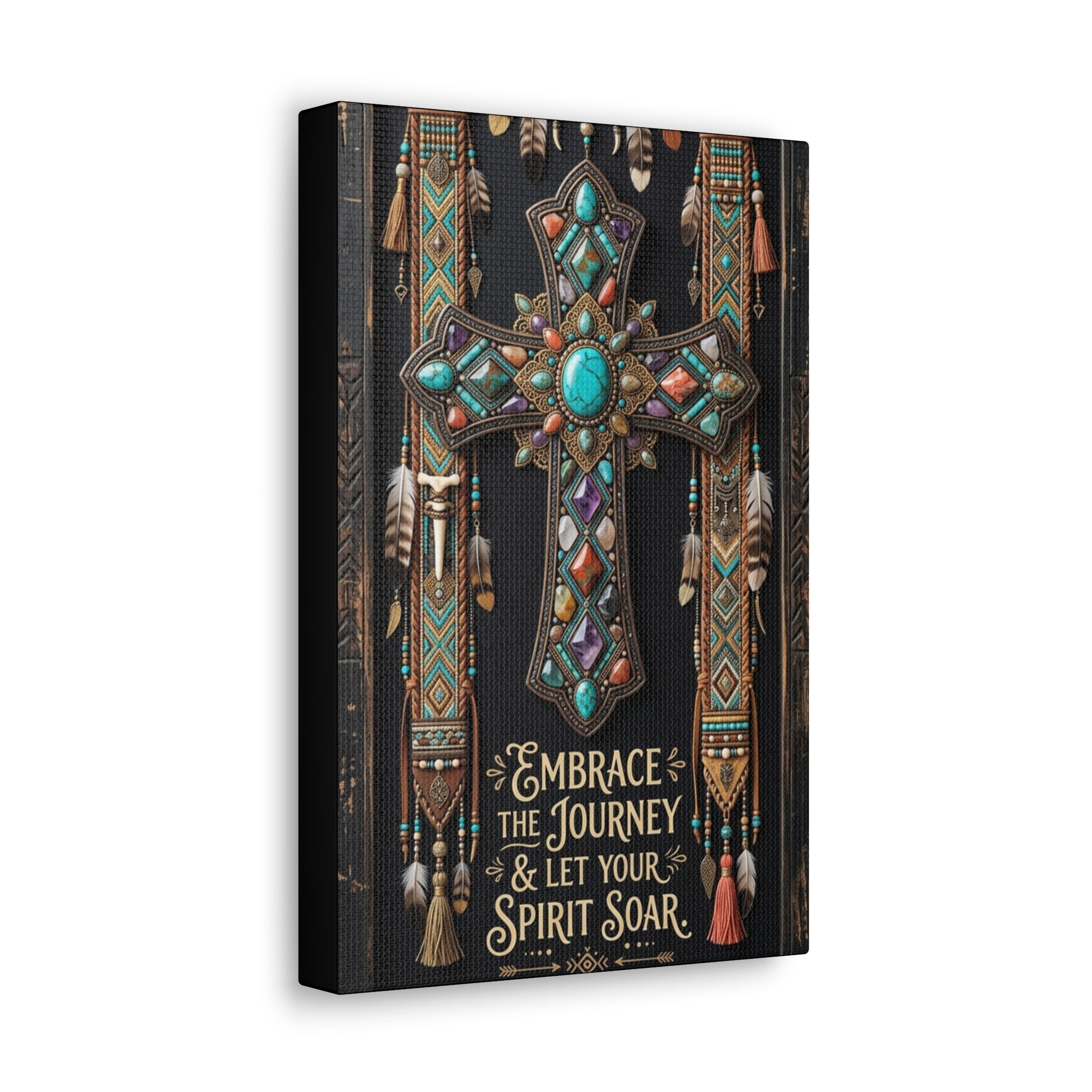 Embrace the Journey Cross Canvas Wall Art — Inspirational Southwestern Decor