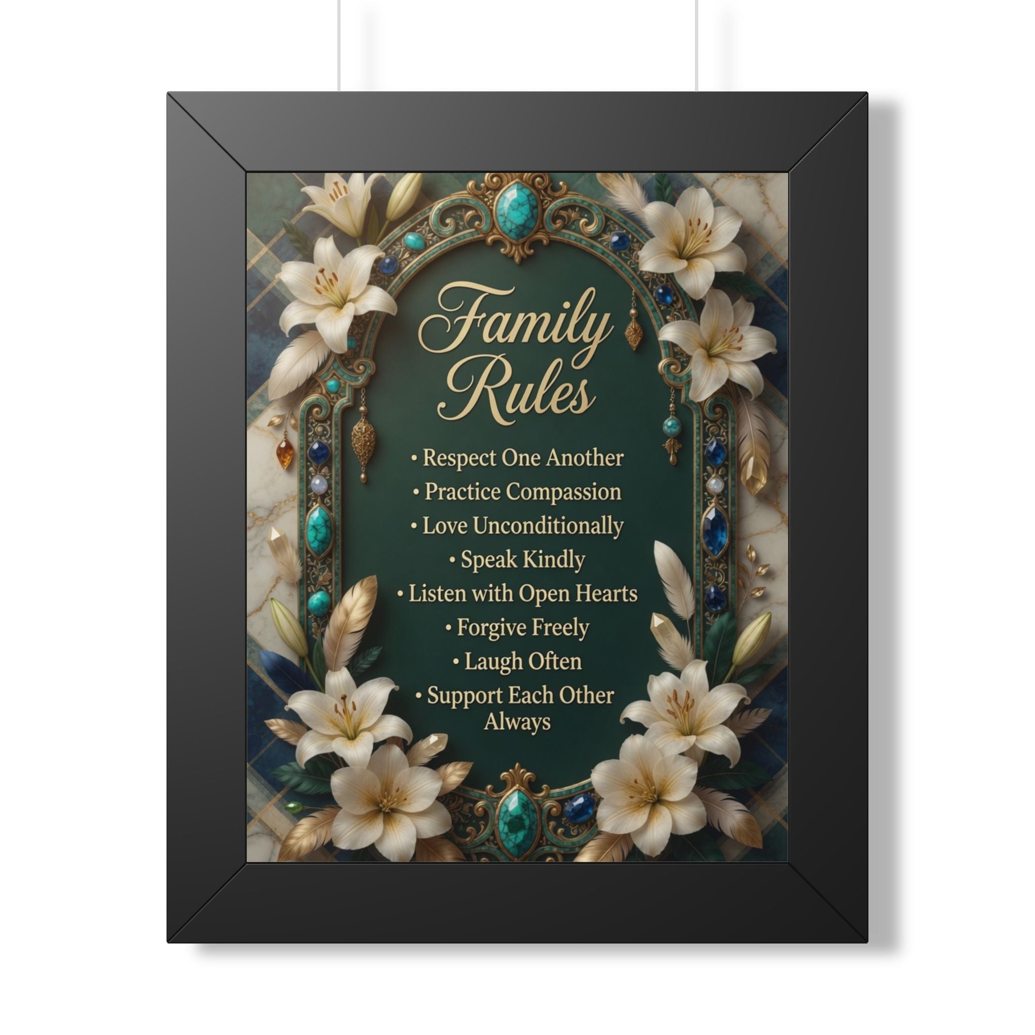Family Rules Framed Poster — Inspirational Home Wall Art