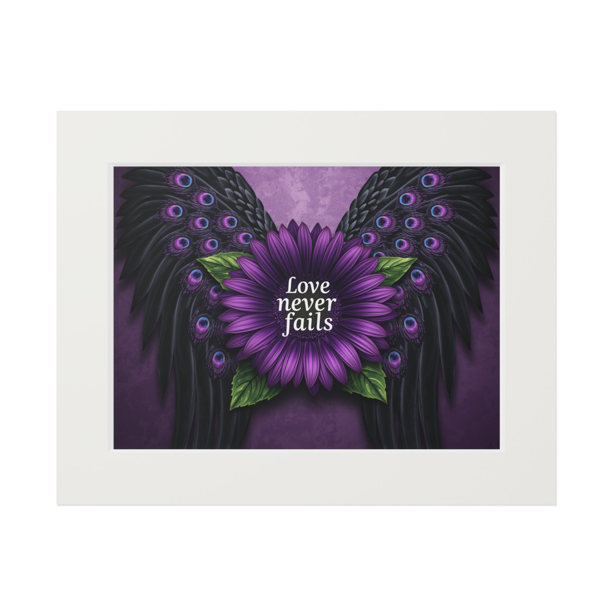 Love Never Fails Purple Flower Art Print (Passepartout)