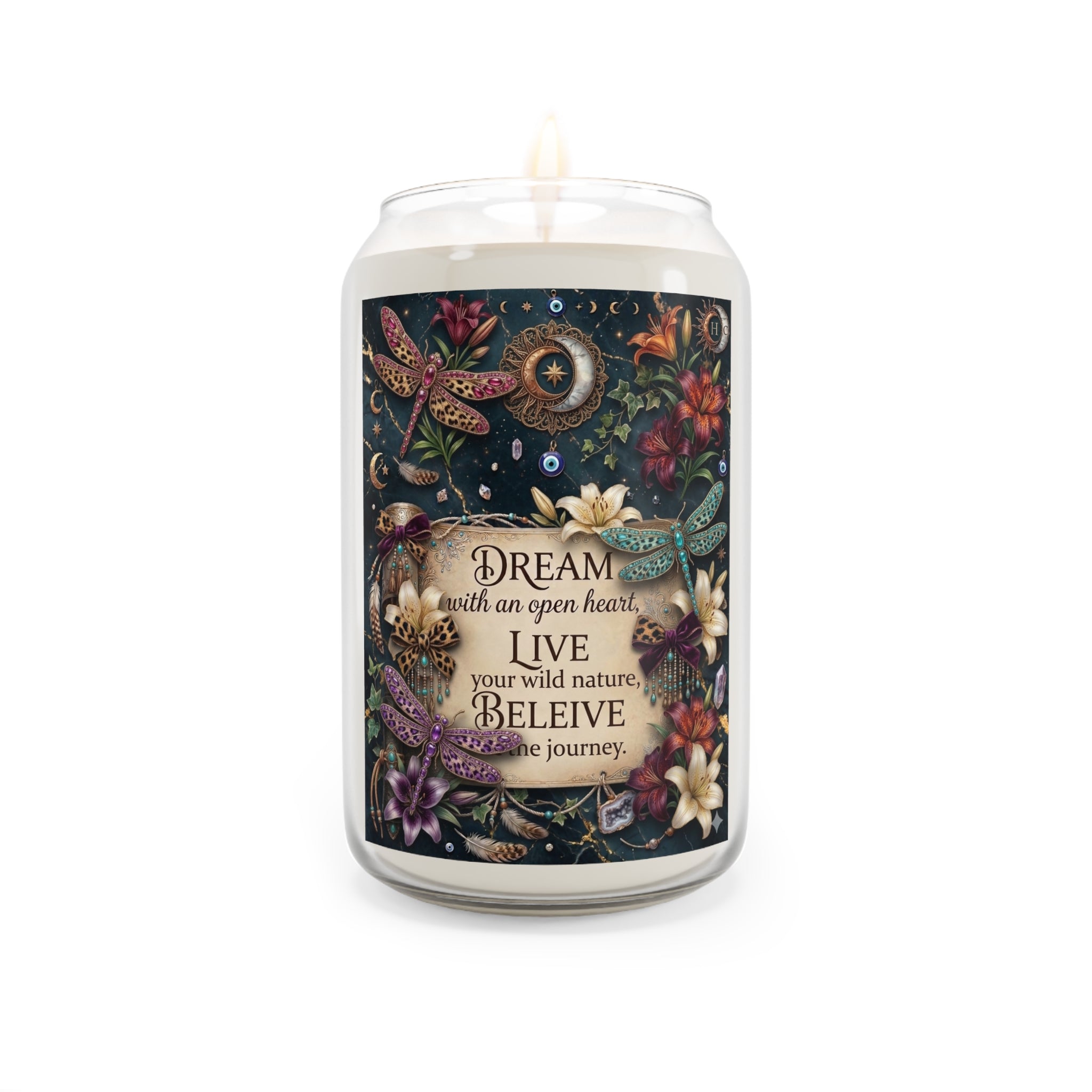 Dream Believe Journey Scented Soy Candle — 13.75 oz Inspirational Floral Jar