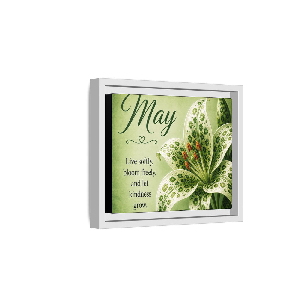 May Floral Framed Canvas — "Live softly, bloom freely" Wall Art