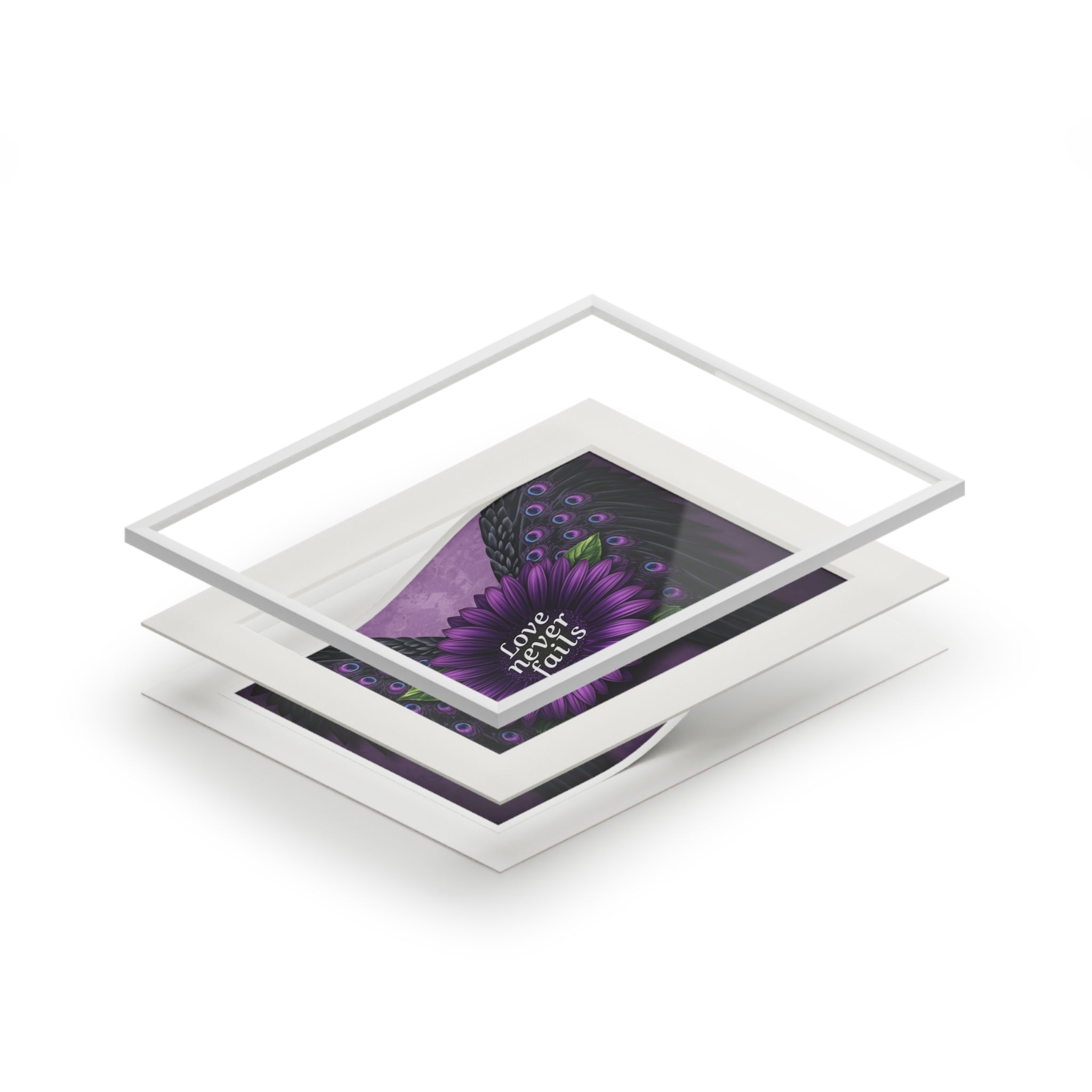 Love Never Fails Purple Flower Art Print (Passepartout)