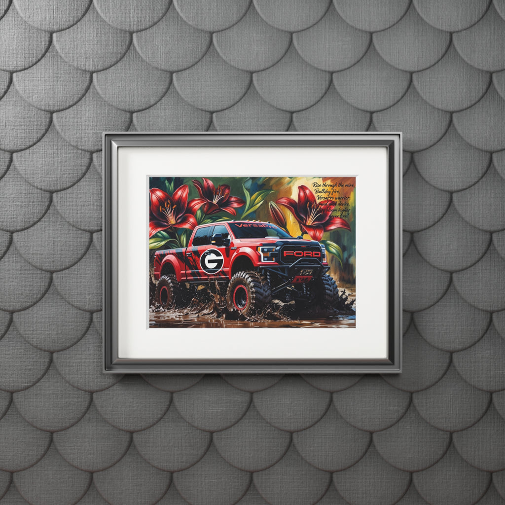 Off-Road Ford Truck Fine Art Print with Passepartout — Red Monster Truck Wall Art
