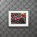 Off-Road Ford Truck Fine Art Print with Passepartout — Red Monster Truck Wall Art