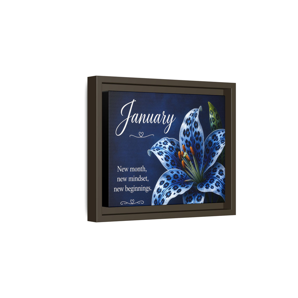 January Floral Canvas Wall Art — "New month, new mindset, new beginnings"