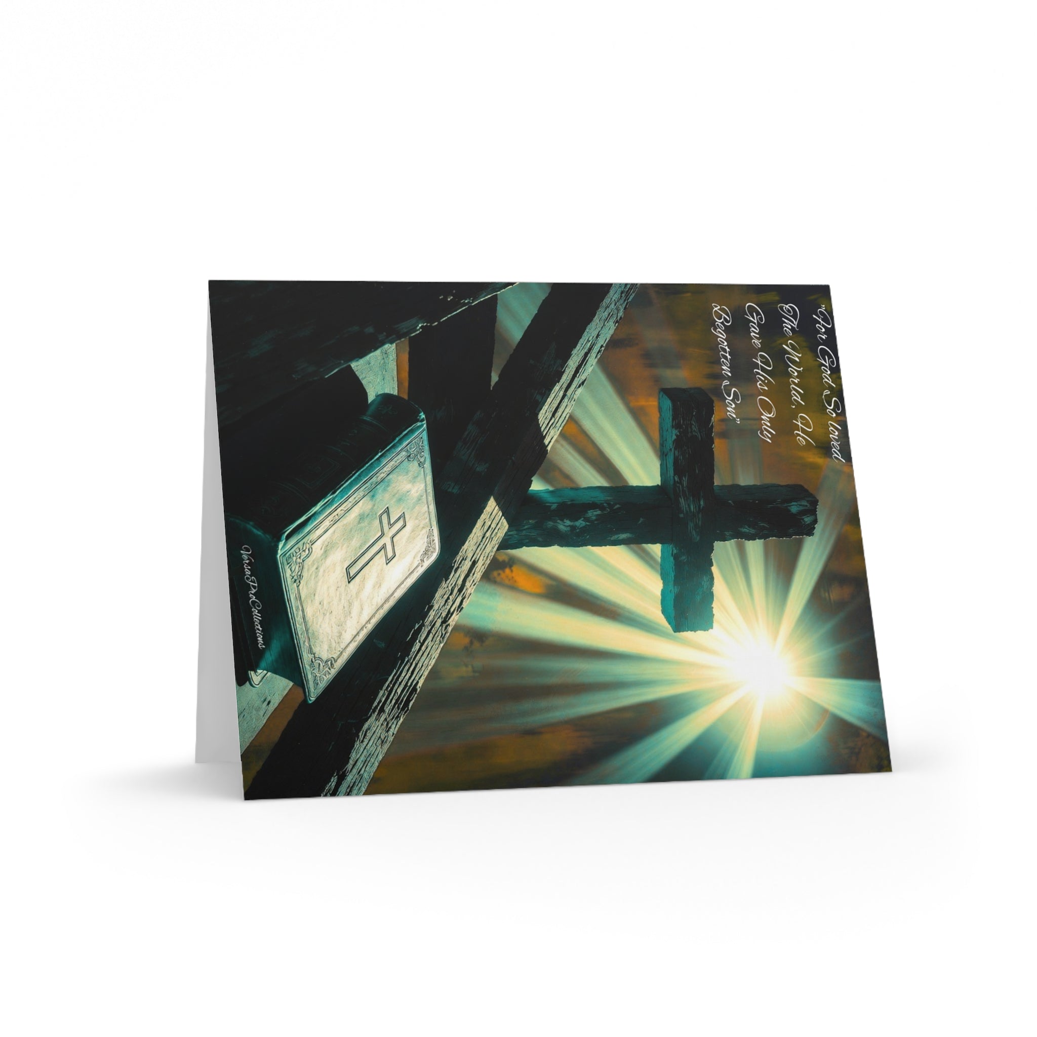 Religious Greeting Cards — Cross & Bible Design (Set of 8/16/24)