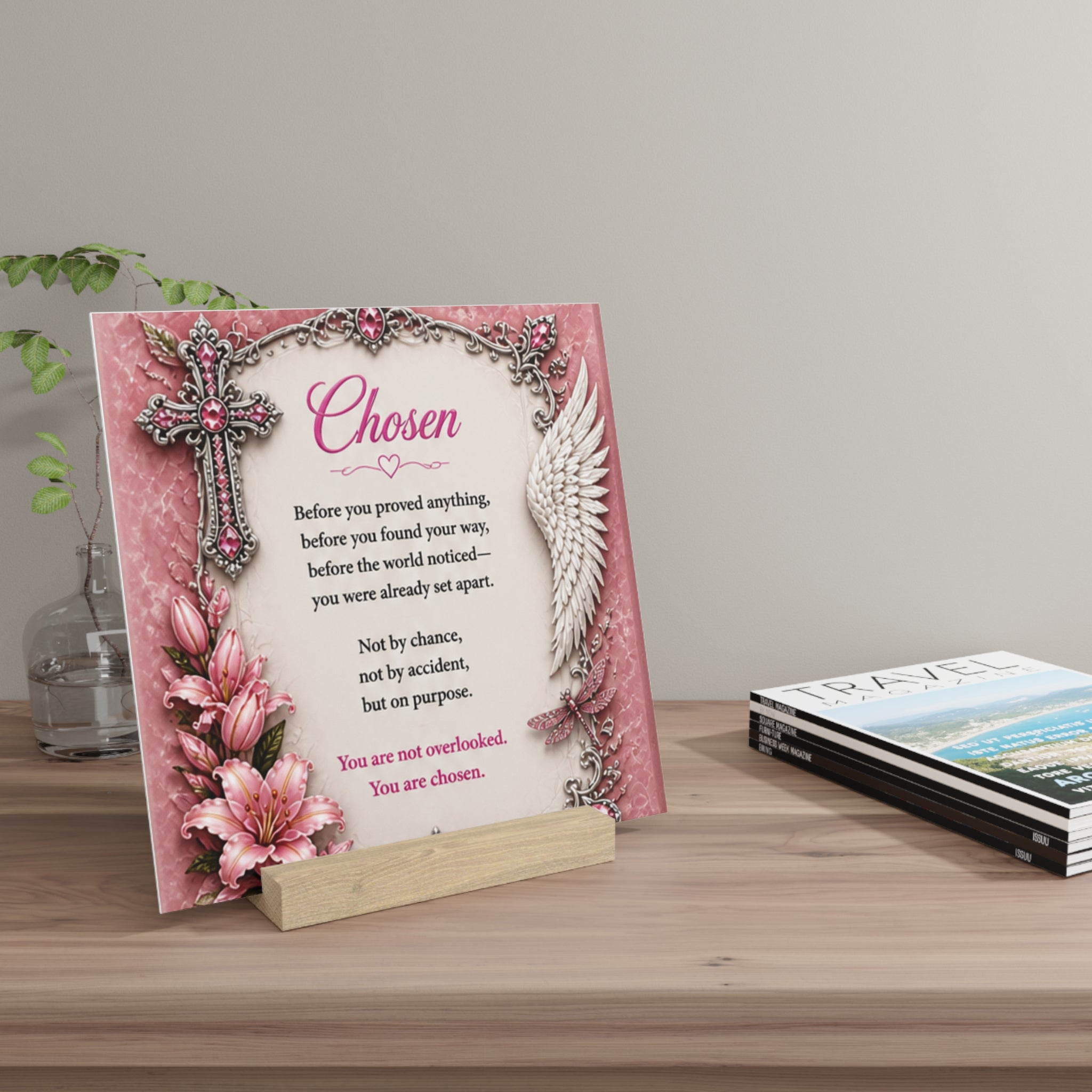 Chosen Inspirational Gallery Board with Stand — Faith Prayer Poem Decor