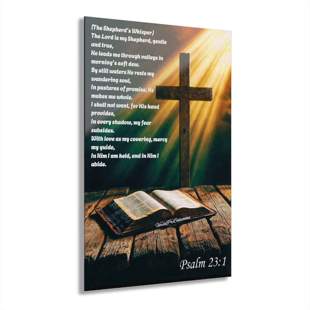 Psalm 23:1 Acrylic Wall Art — Cross & Bible French Cleat Hanging Print