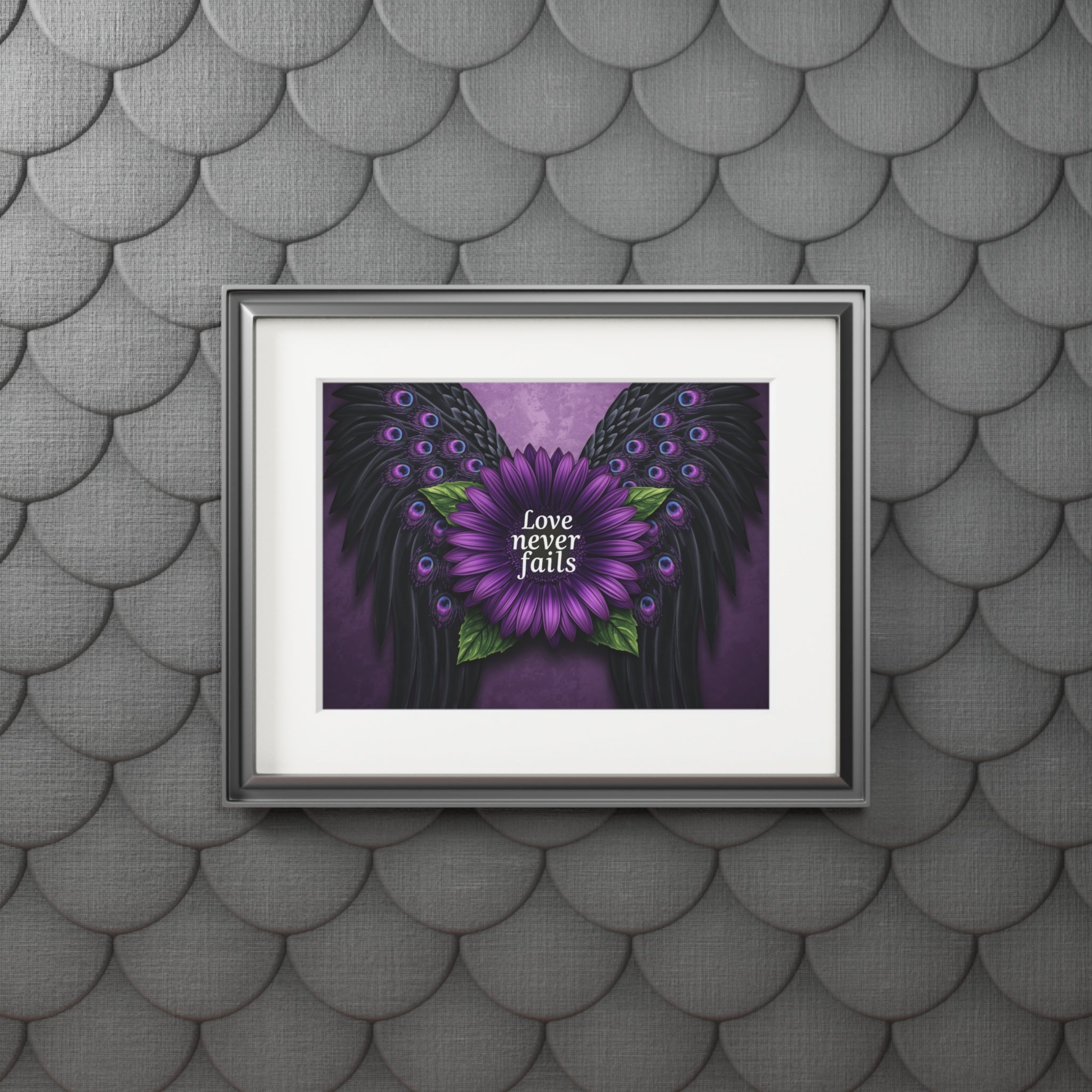 Love Never Fails Purple Flower Art Print (Passepartout)