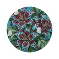 Round Floral Rug — Teal Stargazer Lily Design with Butterflies