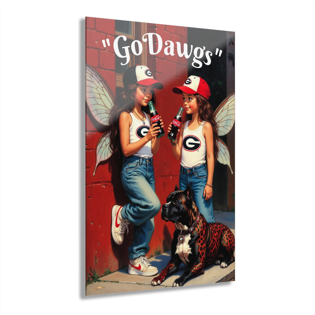 Go Dawgs Acrylic Print — Georgia Bulldogs Vintage Fan Art (French Cleat Hanging)