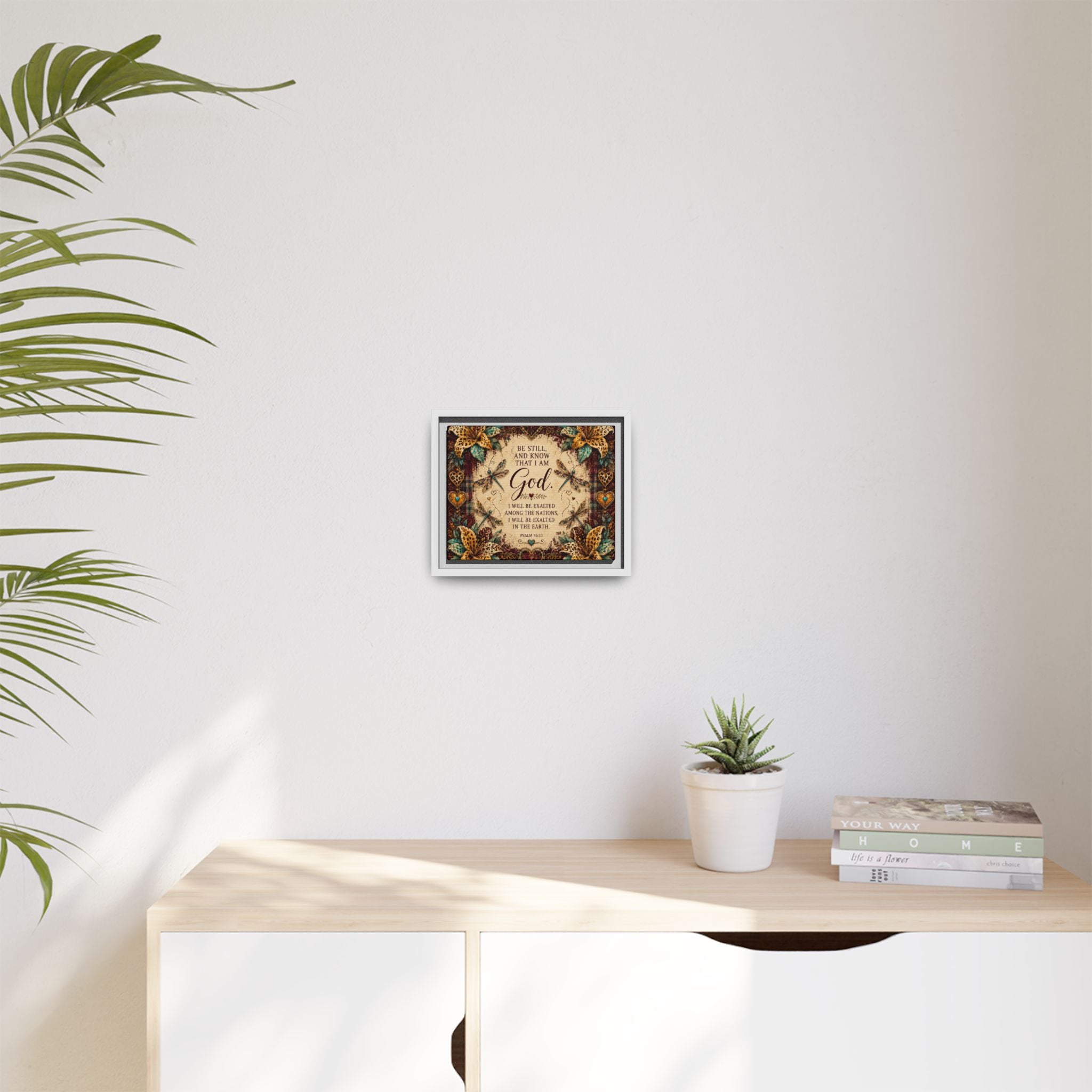 Framed Faith Canvas - "Be Still and Know That I Am God" Psalm 46:10 Wall Art