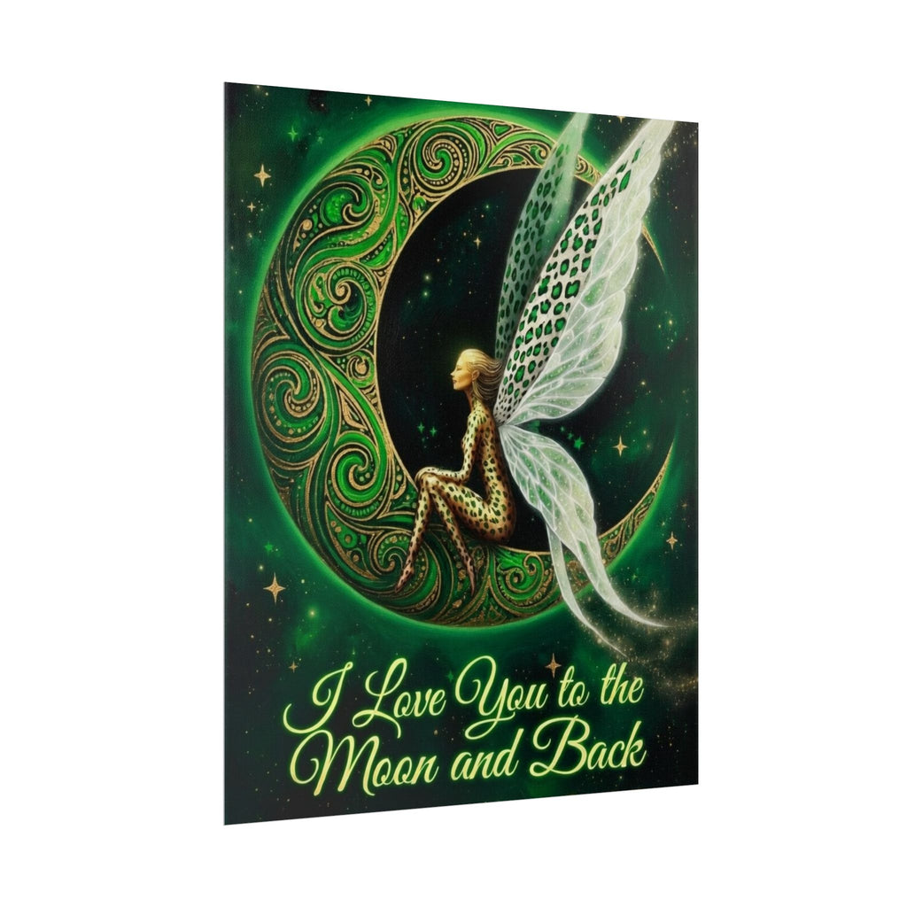 Rolled Poster — Fairy on Crescent Moon “I Love You to the Moon and Back”