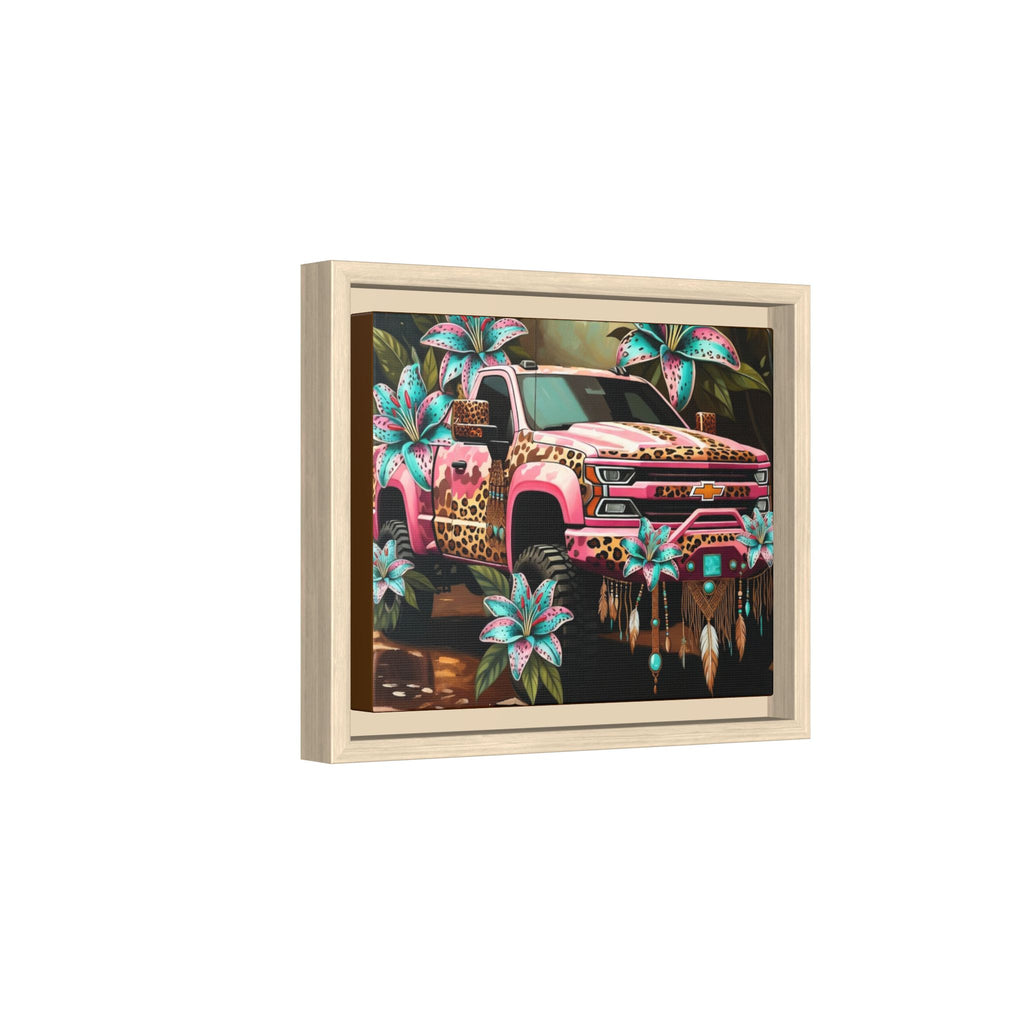 Pink Leopard Truck Canvas Print — Framed Matte Wall Art