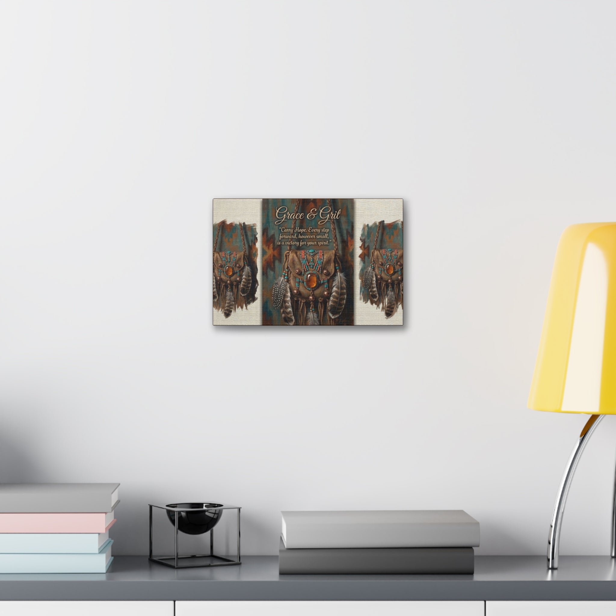 Grace & Grit Canvas Wall Art – Southwestern Dreamcatcher Inspirational Quote