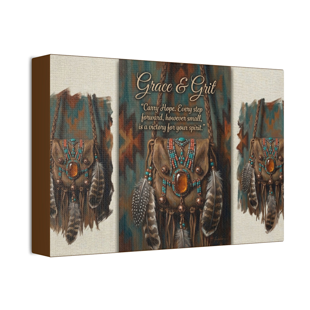 Grace & Grit Canvas Wall Art – Southwestern Dreamcatcher Inspirational Quote