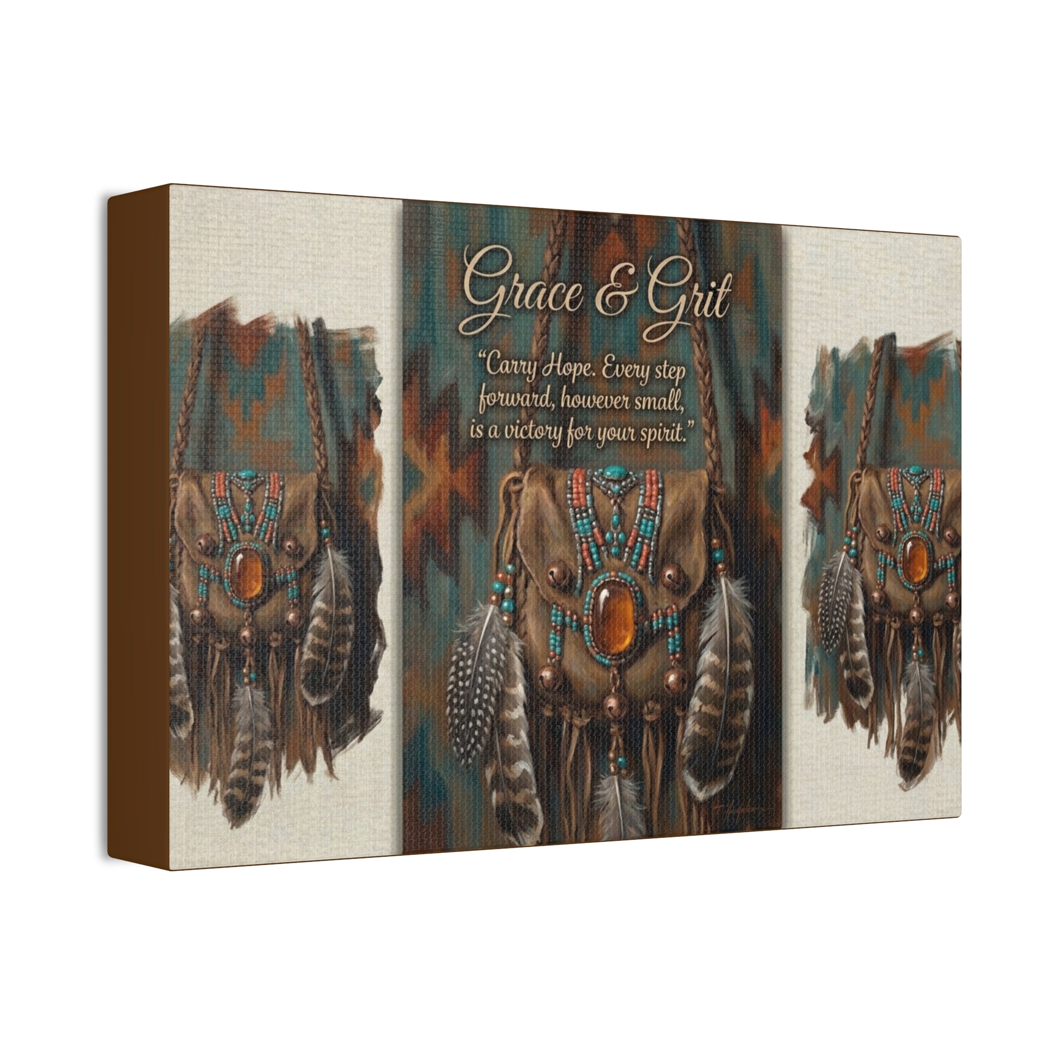 Grace & Grit Canvas Wall Art – Southwestern Dreamcatcher Inspirational Quote