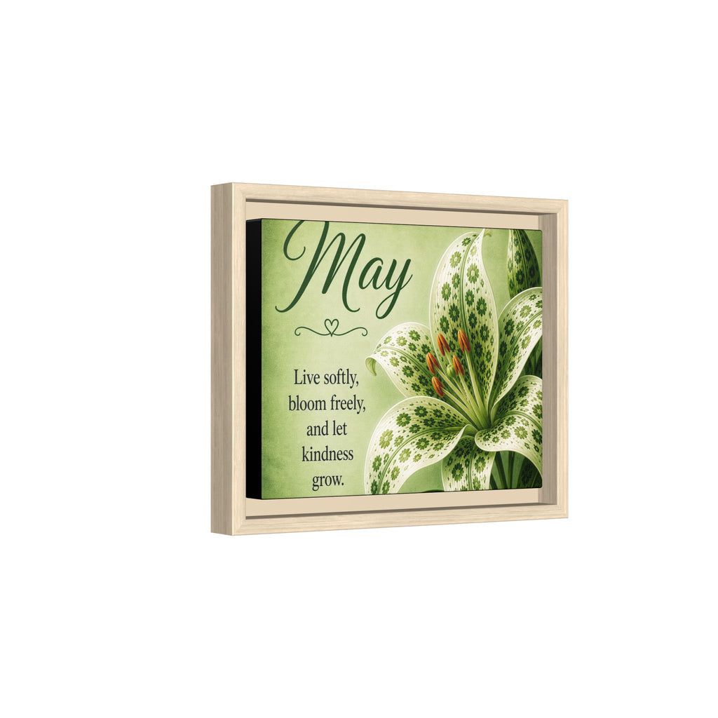 May Floral Framed Canvas — "Live softly, bloom freely" Wall Art