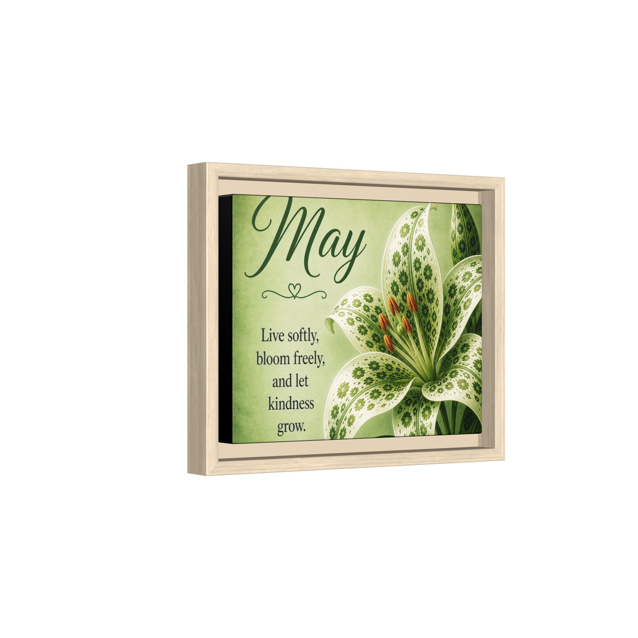 May Floral Framed Canvas — "Live softly, bloom freely" Wall Art