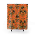 Tiger Lily Floral Shower Curtain — Orange Leopard-Spot Botanical Bath Decor