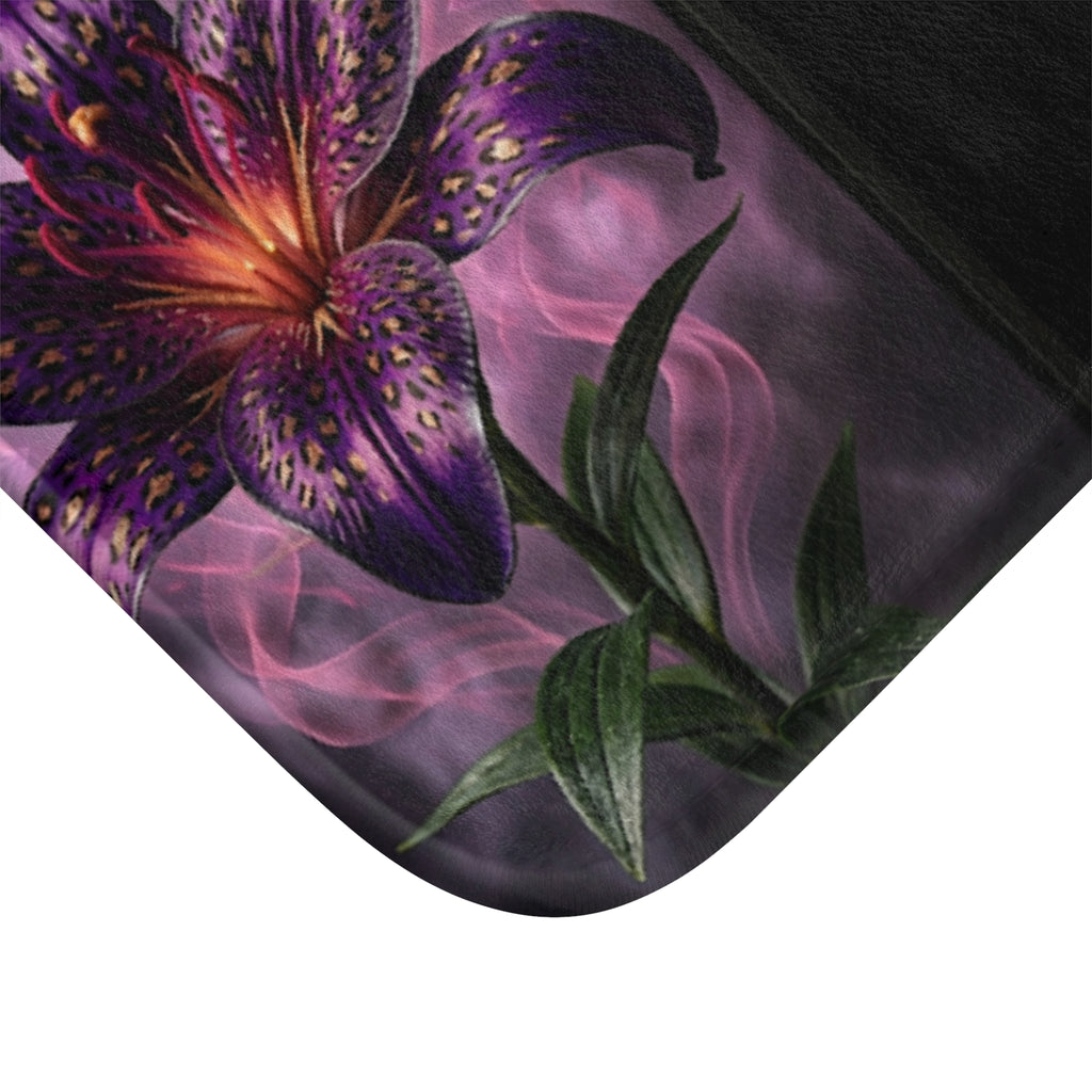 Purple Lily Bath Mat — Mystical Floral Bathroom Rug
