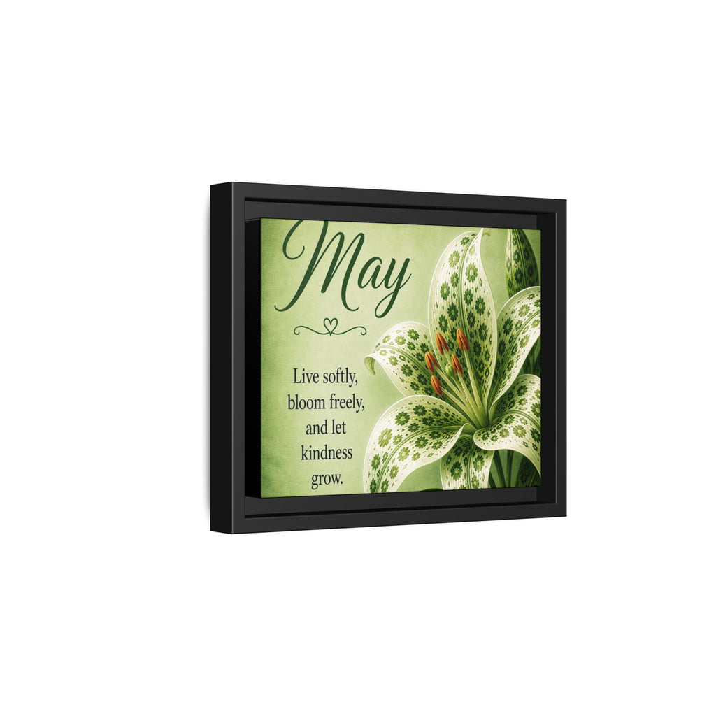 May Floral Framed Canvas — "Live softly, bloom freely" Wall Art