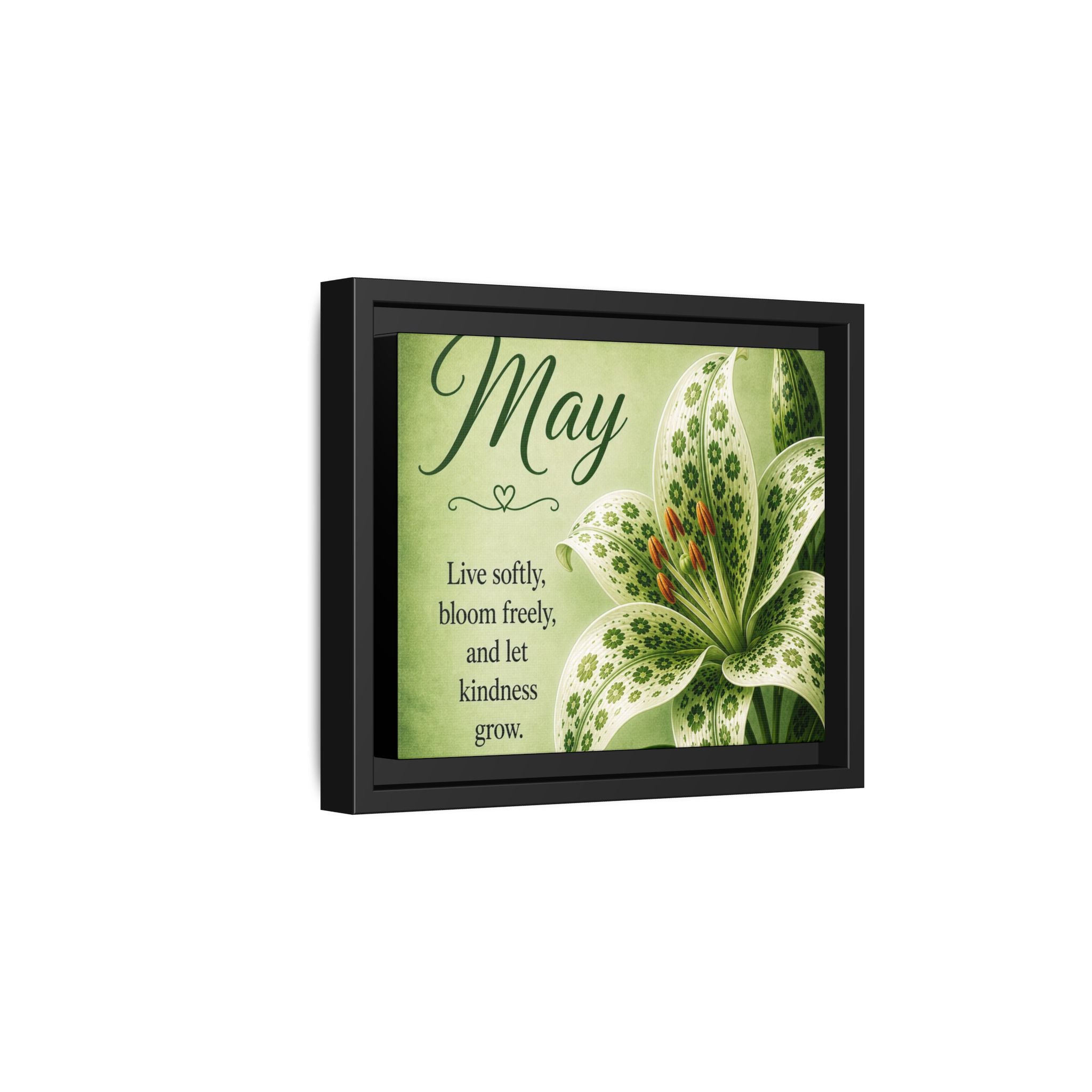 May Floral Framed Canvas — "Live softly, bloom freely" Wall Art
