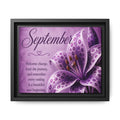 September Purple Lily Framed Canvas Wall Art — Inspirational Quote