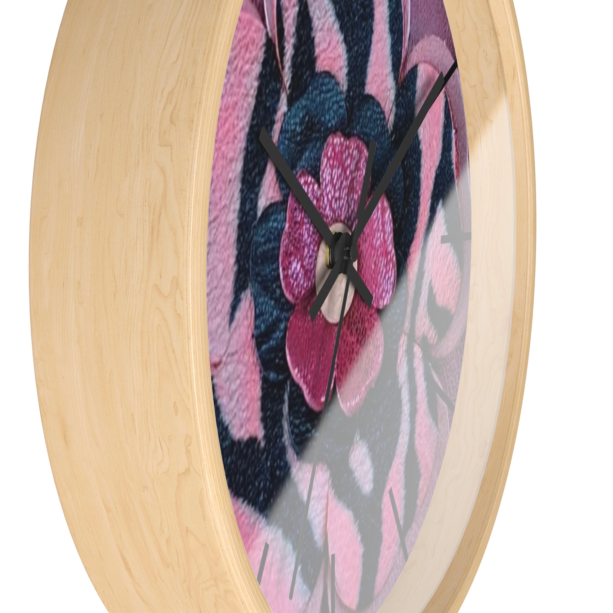 Floral Pink Zebra Wall Clock — Bold Flower Pattern Home Decor