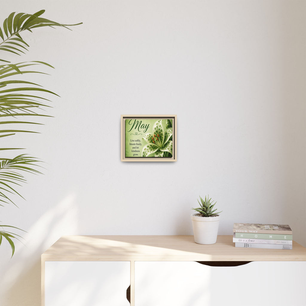 May Floral Framed Canvas — "Live softly, bloom freely" Wall Art