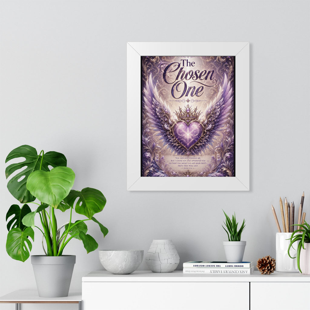 Framed Poster — "The Chosen One" Angelic Heart Wall Art (Vertical)