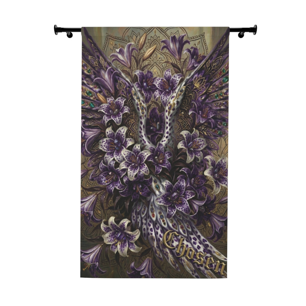 Floral Leopard 'Chosen' Window Curtain — Purple Lily Botanical Tapestry