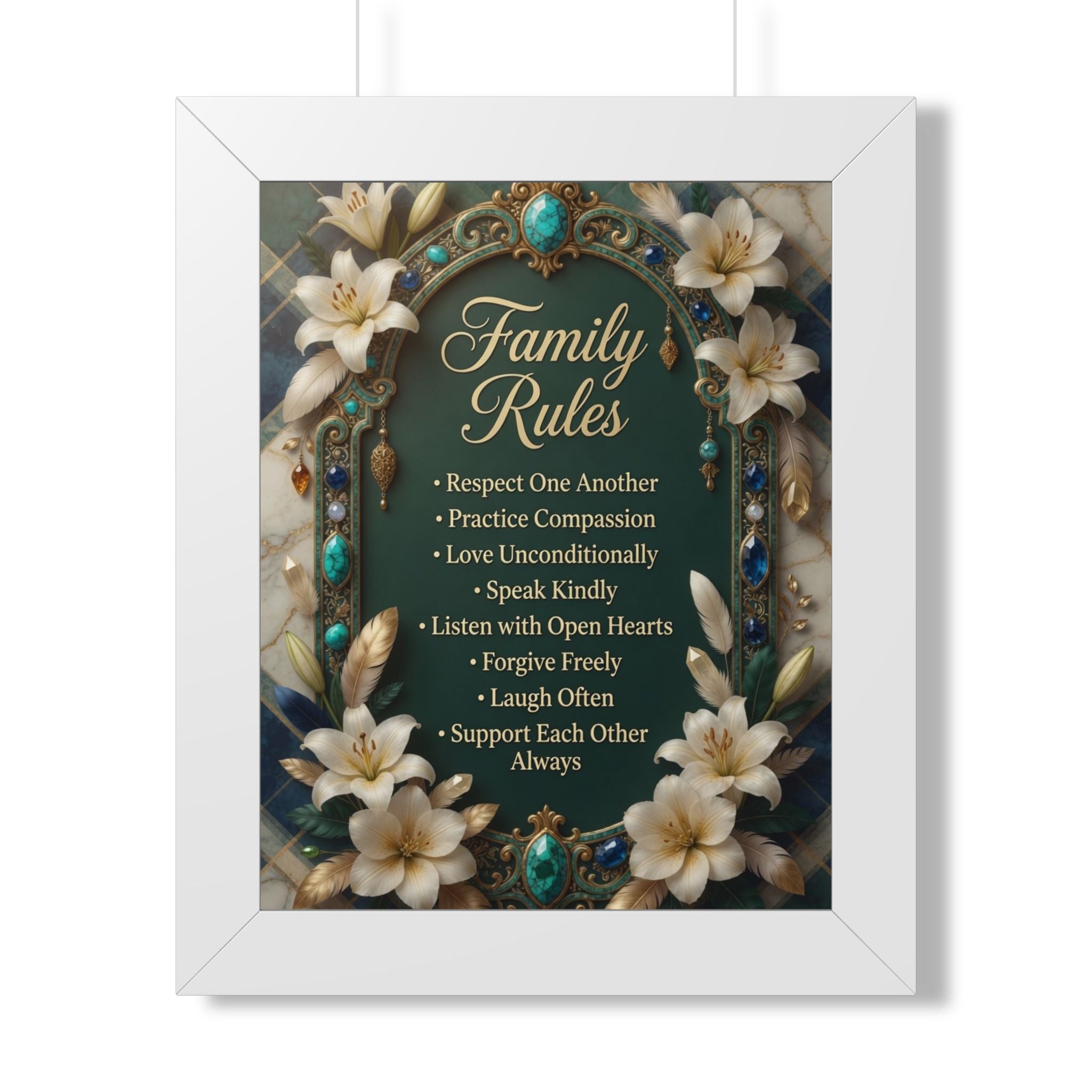Family Rules Framed Poster — Inspirational Home Wall Art