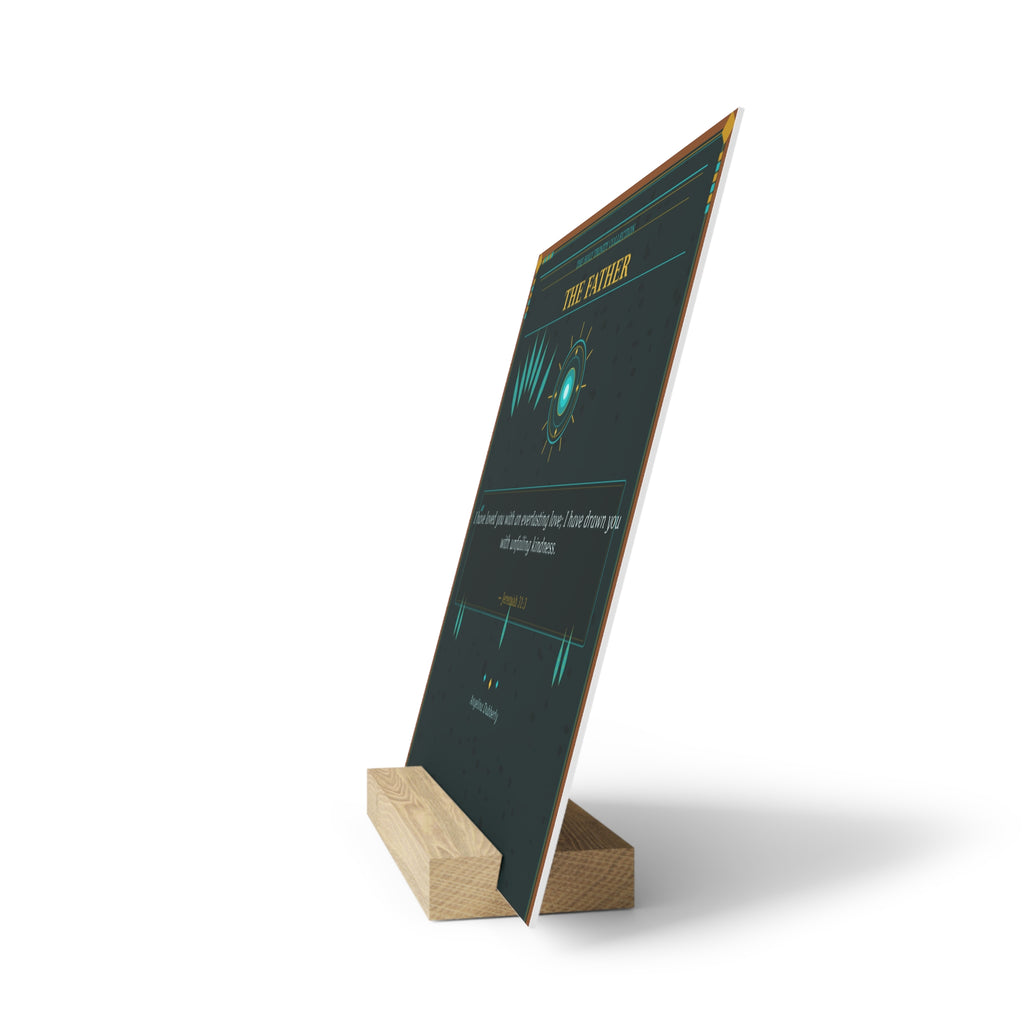 Religious Gallery Board with Stand — 'The Father' Scriptural Art Plaque (Jeremiah 31:3)