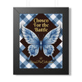 Framed Poster — "Chosen For the Battle" Blue Butterfly Inspirational Wall Art