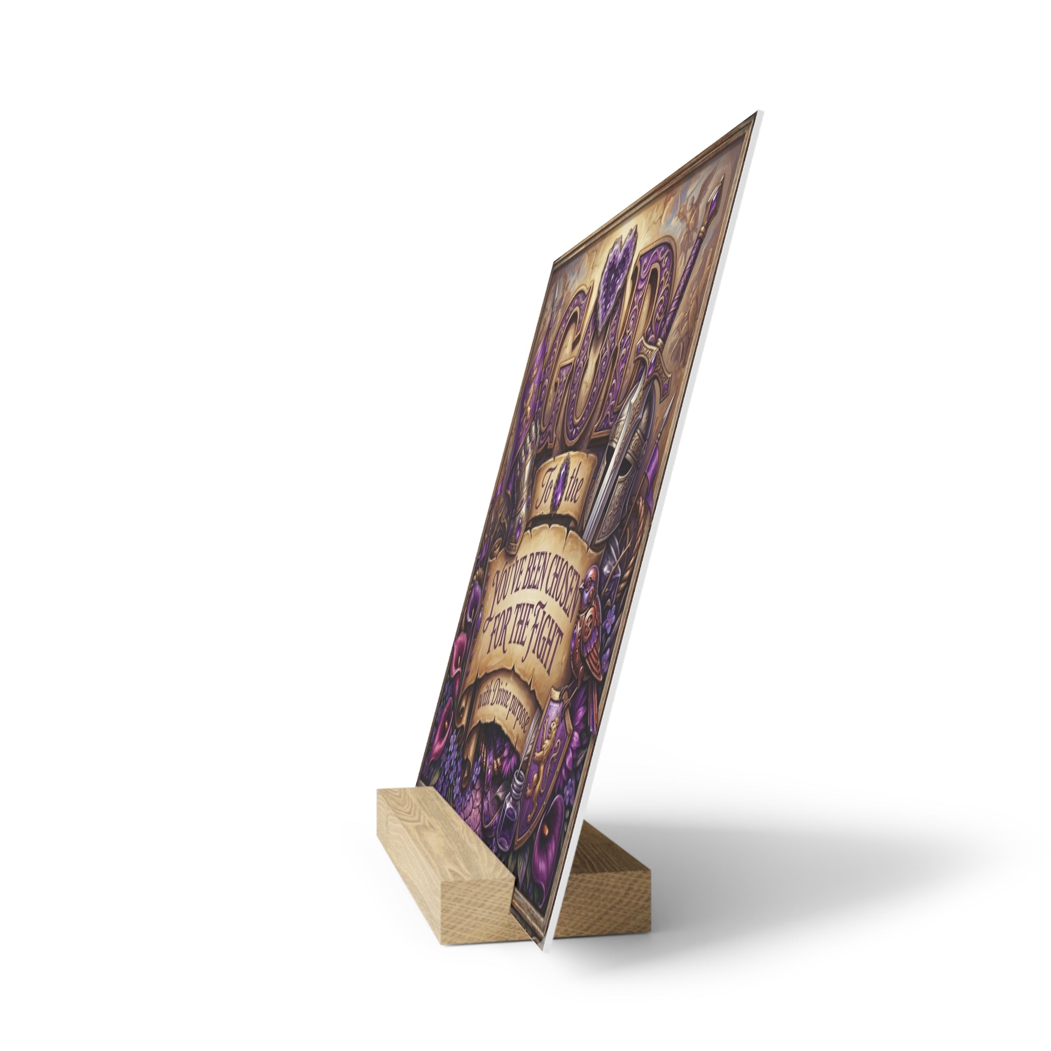 Gallery Board — "God You've Been Chosen for the Fight" Inspirational Faith Plaque with Stand