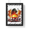 Lion Sunset Wildlife Poster — Framed Vertical Safari Wall Art