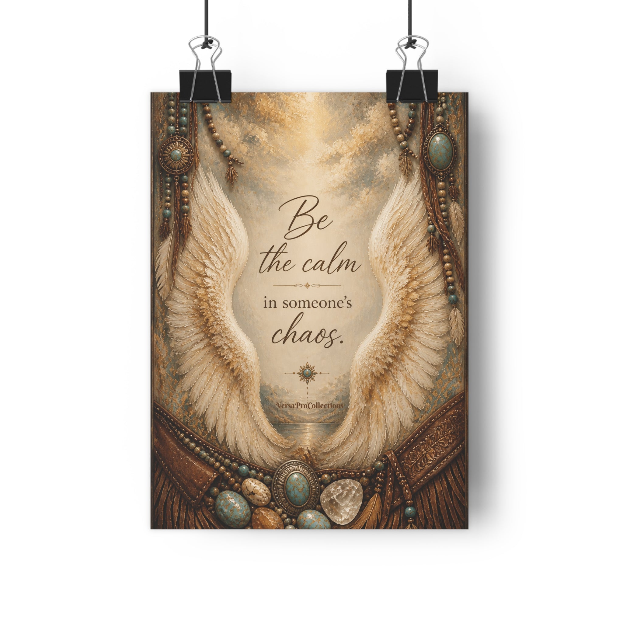 Giclée Art Print — "Be the Calm in Someone’s Chaos" Angel Wings Inspirational Wall Art