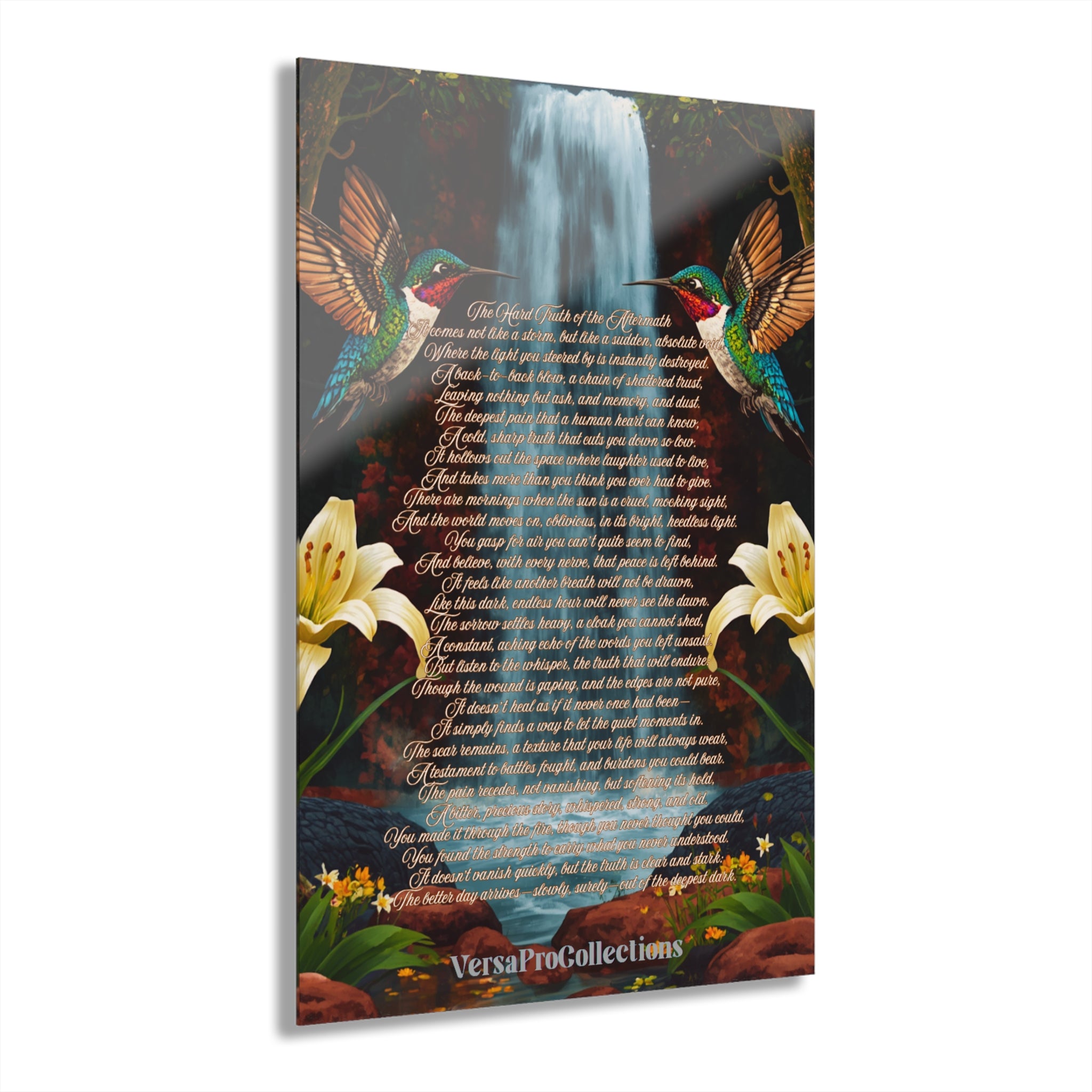 Hummingbird Waterfall Acrylic Print (French Cleat Hanging)