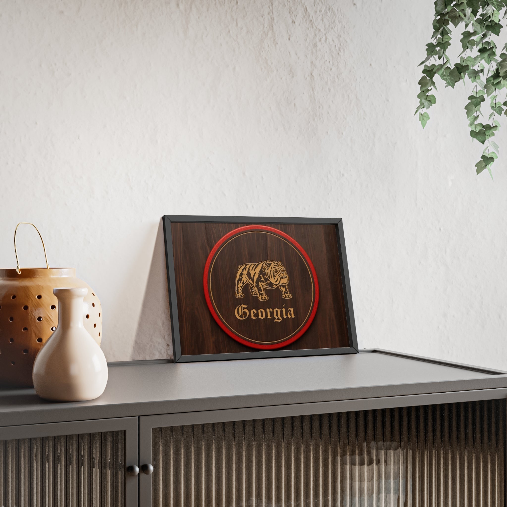 Georgia Bulldog Vintage Wood Poster with Frame