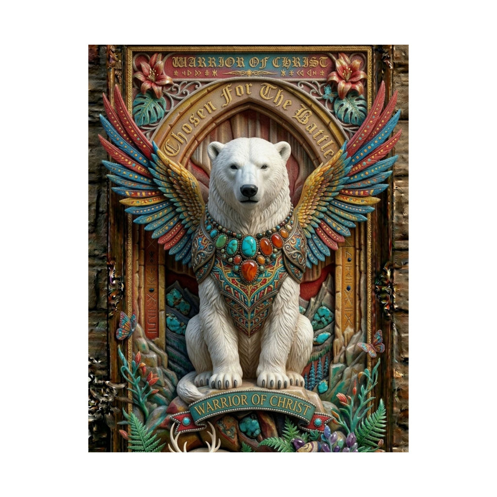 Polar Bear Winged Art Satin Poster — Ornate Spiritual Wall Decor (300gsm)