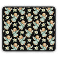 Angel Pattern Gaming Mouse Pad — Vintage Cherub & Star Floral Desk Mat