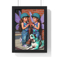 Whimsical Twin Fairy Girls Poster — Vintage Street Scene Art Print