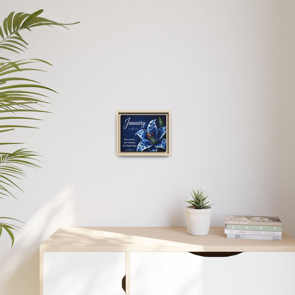January Floral Canvas Wall Art — "New month, new mindset, new beginnings"